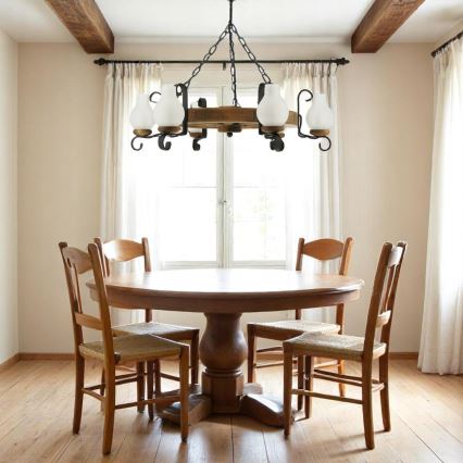 Brilagi - Kroonluchter aan ketting ROATA 6xE14/40W/230V Ø 70 cm van beuk