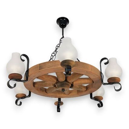 Brilagi - Kroonluchter aan ketting ROATA 6xE14/40W/230V Ø 70 cm van beuk