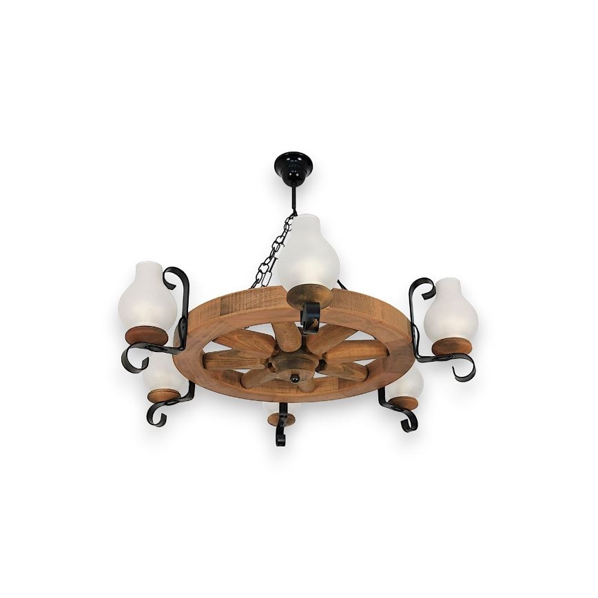 Brilagi - Kroonluchter aan ketting ROATA 6xE14/40W/230V Ø 70 cm van beuk