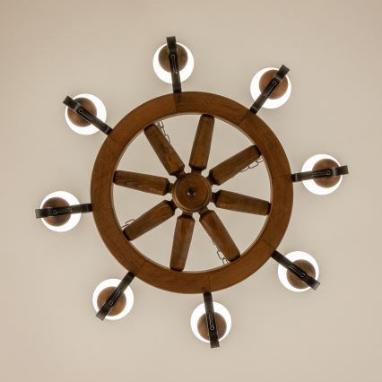 Brilagi - Kroonluchter aan ketting ROATA 8xE14/40W/230V Ø 70 cm beukenhout