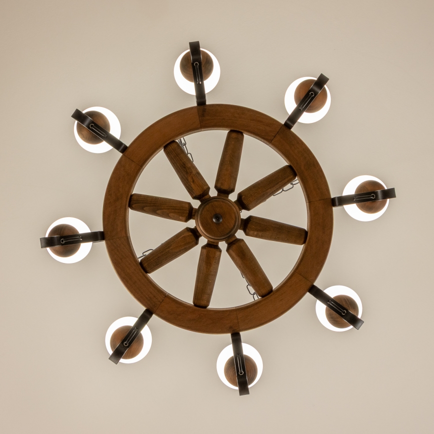 Brilagi - Kroonluchter aan ketting ROATA 8xE14/40W/230V Ø 70 cm beukenhout