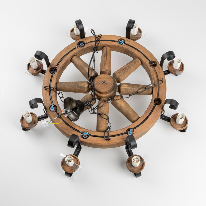 Brilagi - Kroonluchter aan ketting ROATA 8xE14/40W/230V Ø 70 cm beukenhout