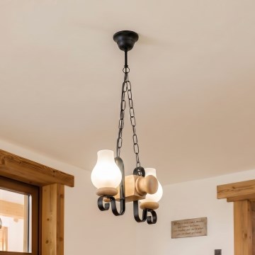 Brilagi - Kroonluchter aan ketting RUSTIC 2xE14/40W/230V eiken