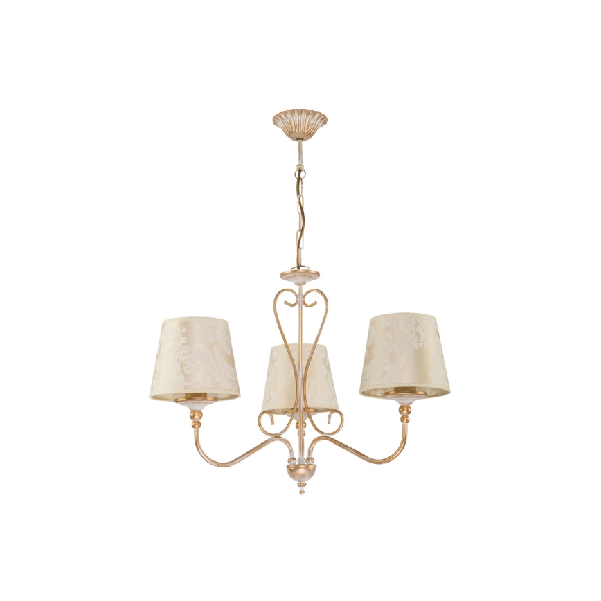 Brilagi - Kroonluchter aan ketting SONIA 3xE27/15W/230V Ø 64 cm crème/patina