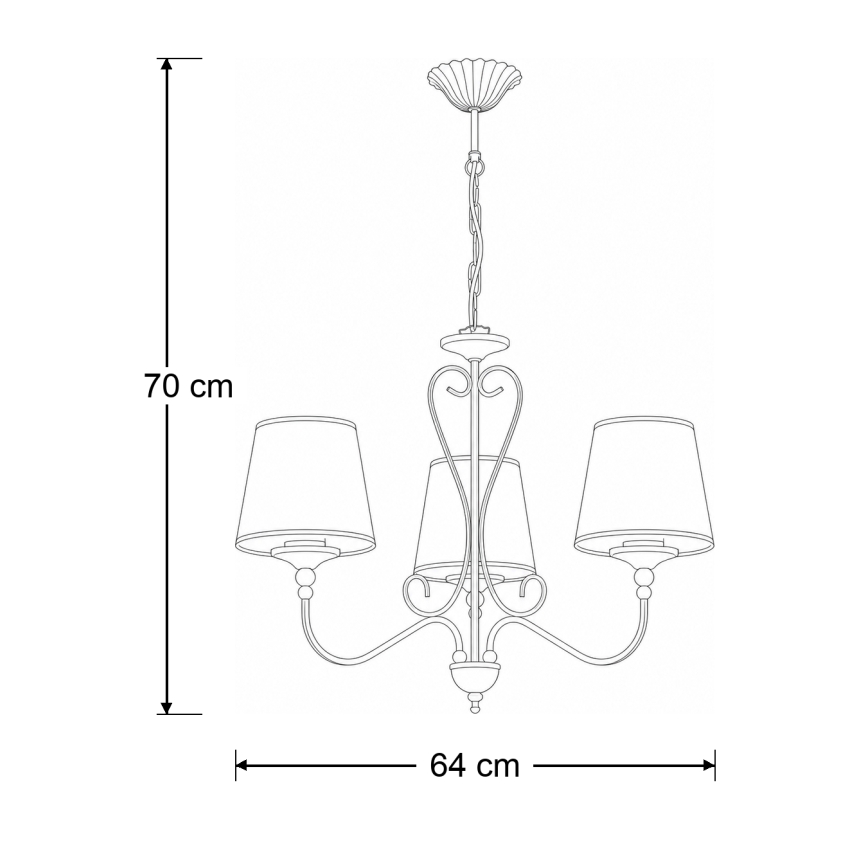 Brilagi - Kroonluchter aan ketting SONIA 3xE27/15W/230V Ø 64 cm crème/patina