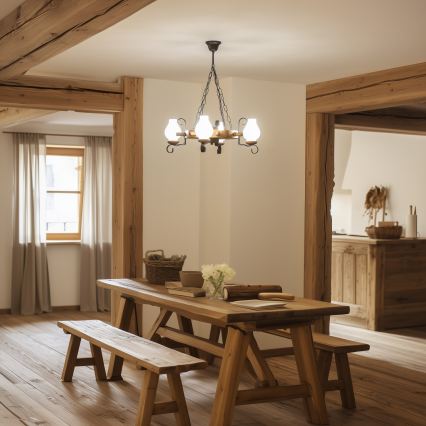 Brilagi - Kroonluchter aan ketting TIMONA 4xE14/40W/230V Ø 50 cm beuk