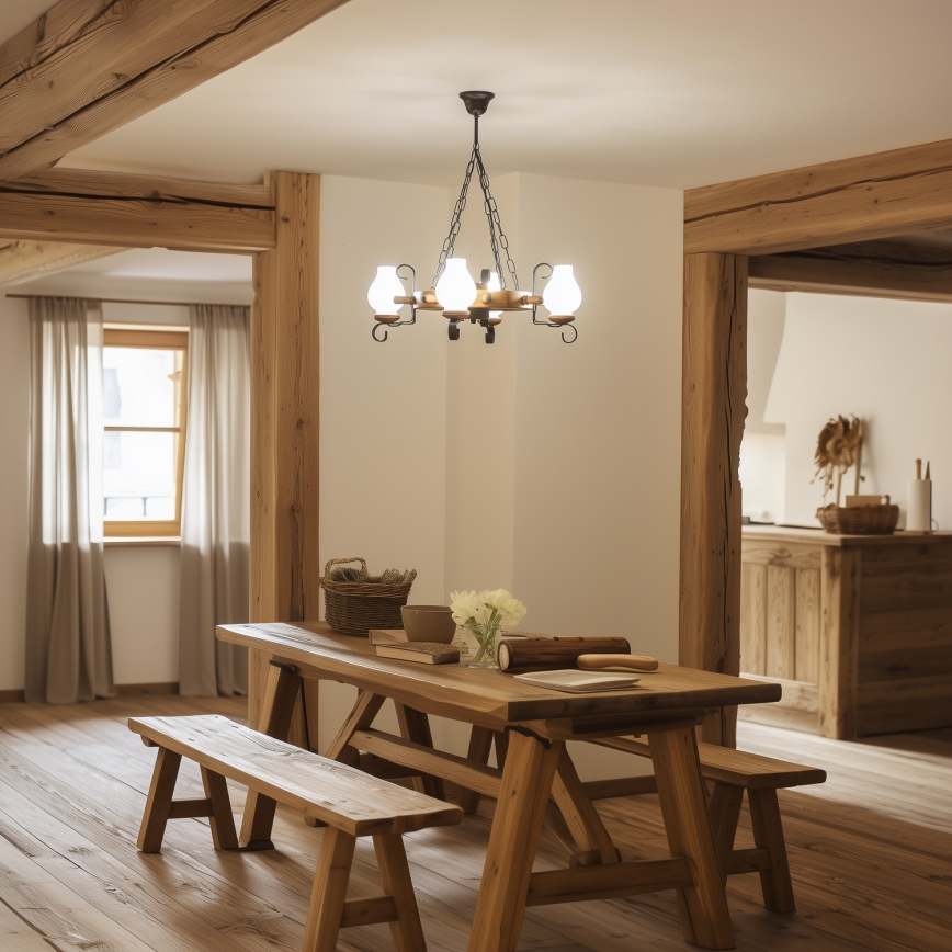 Brilagi - Kroonluchter aan ketting TIMONA 4xE14/40W/230V Ø 50 cm beuk