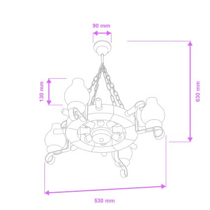 Brilagi - Kroonluchter aan ketting TIMONA 4xE14/40W/230V Ø 50 cm beuk