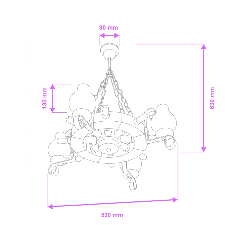 Brilagi - Kroonluchter aan ketting TIMONA 4xE14/40W/230V Ø 50 cm beuk