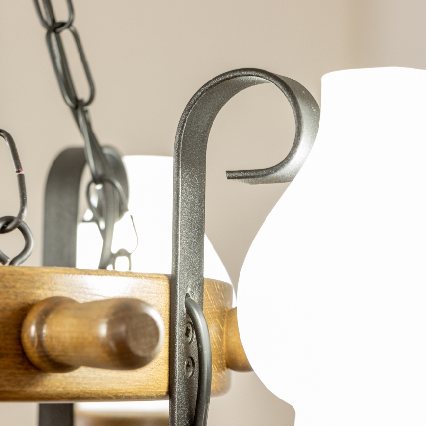 Brilagi - Kroonluchter aan ketting TIMONA 4xE14/40W/230V Ø 50 cm beuk/walnoot