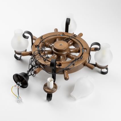 Brilagi - Kroonluchter aan ketting TIMONA 4xE14/40W/230V Ø 50 cm beuk/walnoot