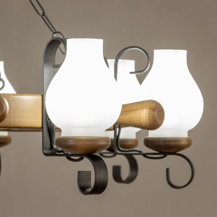 Brilagi - Kroonluchter aan ketting TIMONA 8xE14/40W/230V Ø 70 cm beuk/walnoot