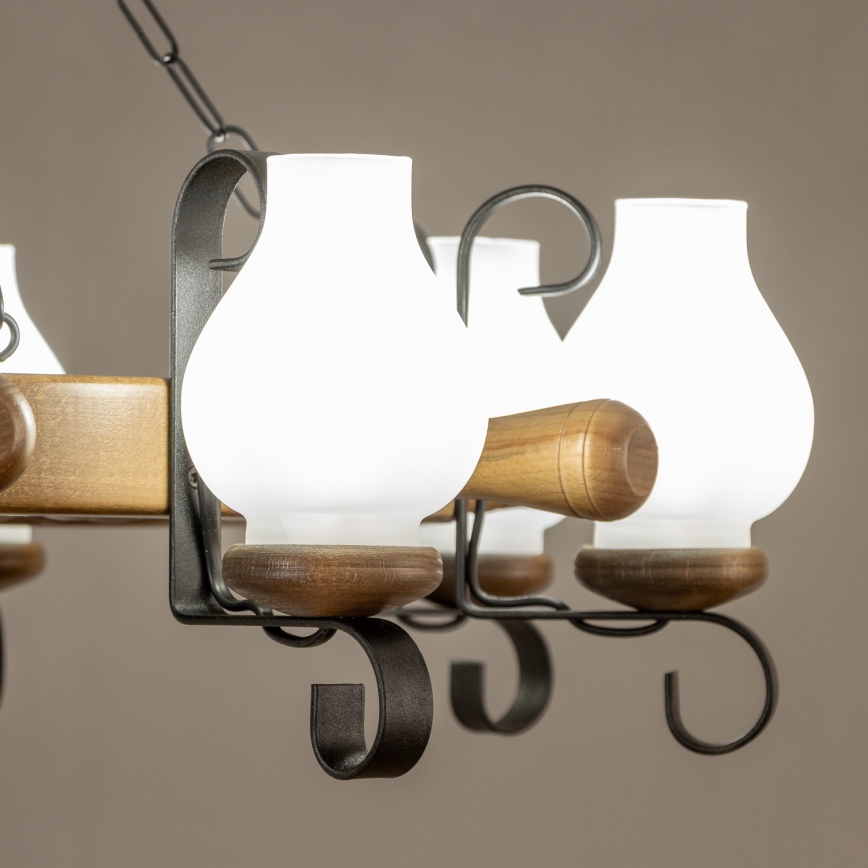 Brilagi - Kroonluchter aan ketting TIMONA 8xE14/40W/230V Ø 70 cm beuk/walnoot