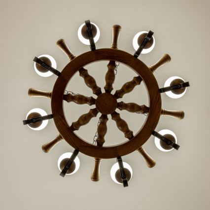 Brilagi - Kroonluchter aan ketting TIMONA 8xE14/40W/230V Ø 70 cm beuk/walnoot