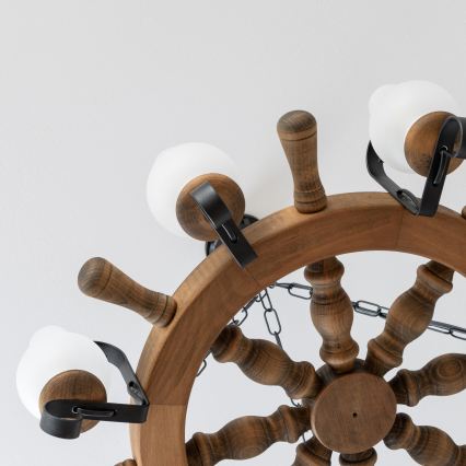 Brilagi - Kroonluchter aan ketting TIMONA 8xE14/40W/230V Ø 70 cm beukenhout