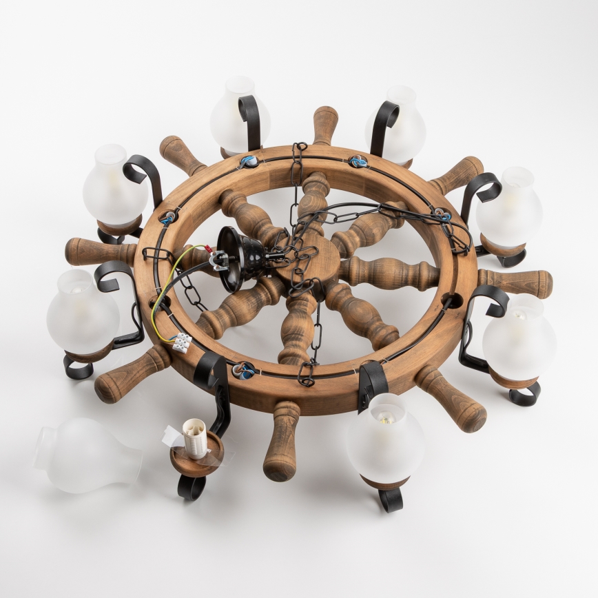 Brilagi - Kroonluchter aan ketting TIMONA 8xE14/40W/230V Ø 70 cm beukenhout