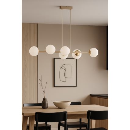 Brilagi - Kroonluchter met kabel 6xE27/60W/230V beige/goud