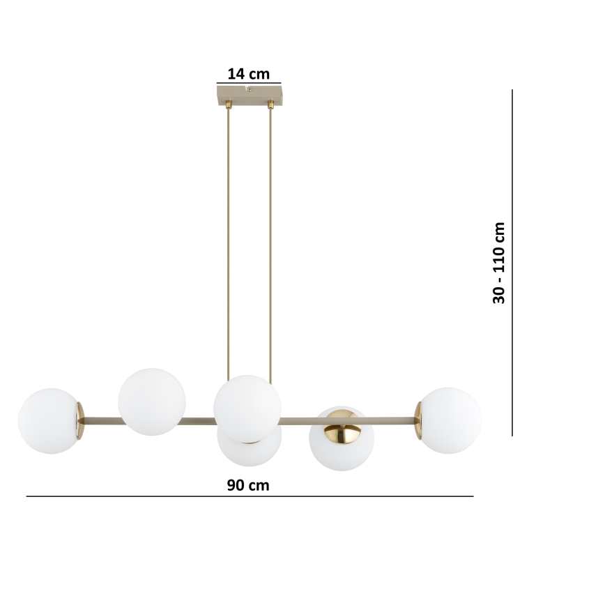 Brilagi - Kroonluchter met kabel 6xE27/60W/230V beige/goud