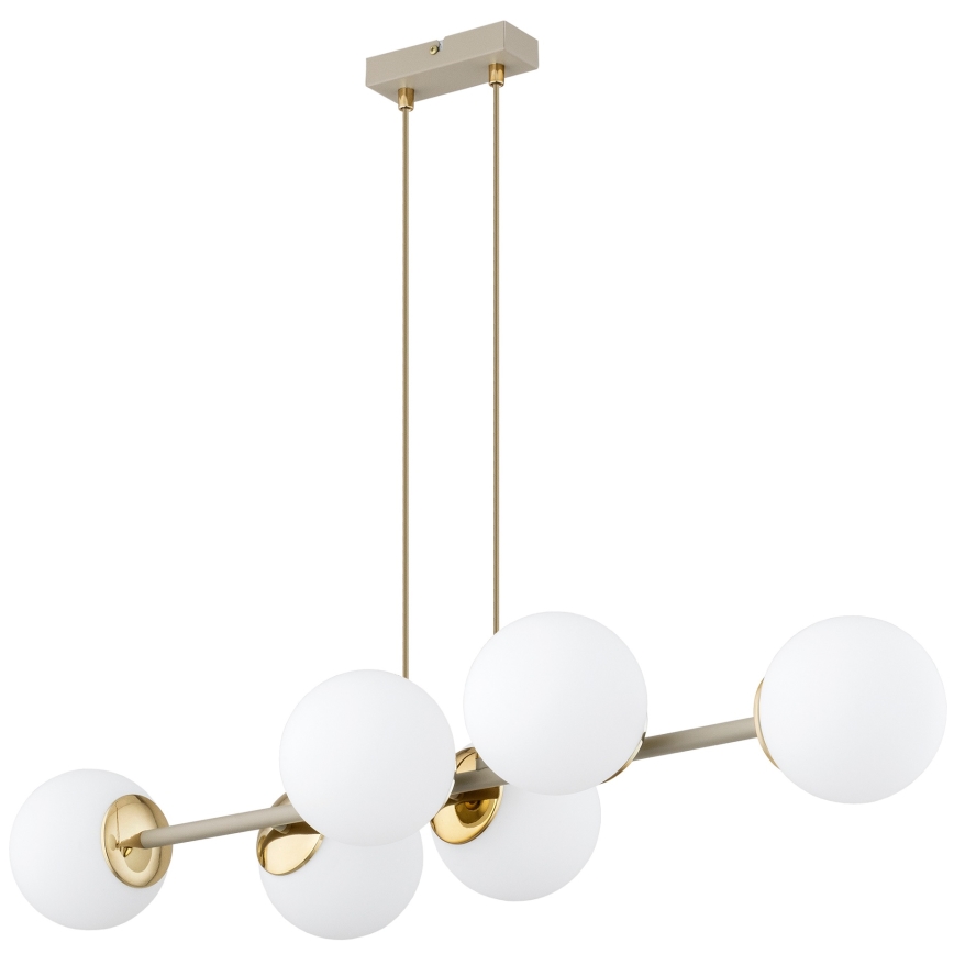 Brilagi - Kroonluchter met kabel MILO ECRU 6xE27/60W/230V beige/goud