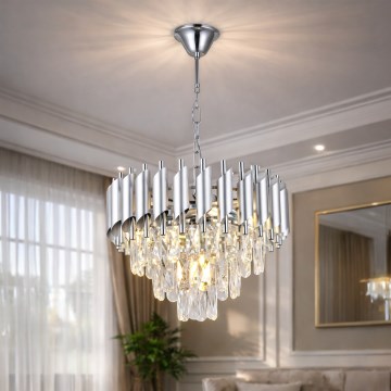 Brilagi - Kroonluchter met ketting ECLIPSE 5xE14/10W/230V Ø 38 cm zilver