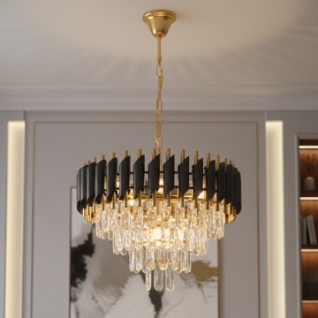 Brilagi - Kroonluchter met ketting ECLIPSE 7xE14/10W/230V Ø 48 cm zwart/goud