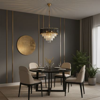 Brilagi - Kroonluchter met ketting ECLIPSE 7xE14/10W/230V Ø 48 cm zwart/goud