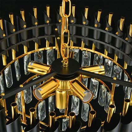 Brilagi - Kroonluchter met ketting ECLIPSE 7xE14/10W/230V Ø 48 cm zwart/goud