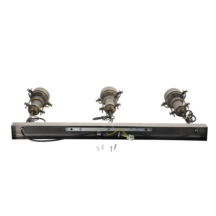 Brilagi - Kroonluchter met ketting PYRONIC 3xE27/40W/230V brons/patina