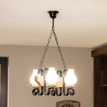 Brilagi - Kroonluchter met ketting QUEEN 4xE14/40W/230V eik