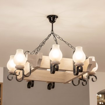Brilagi - Kroonluchter met ketting QUEEN 8xE14/40W/230V eiken