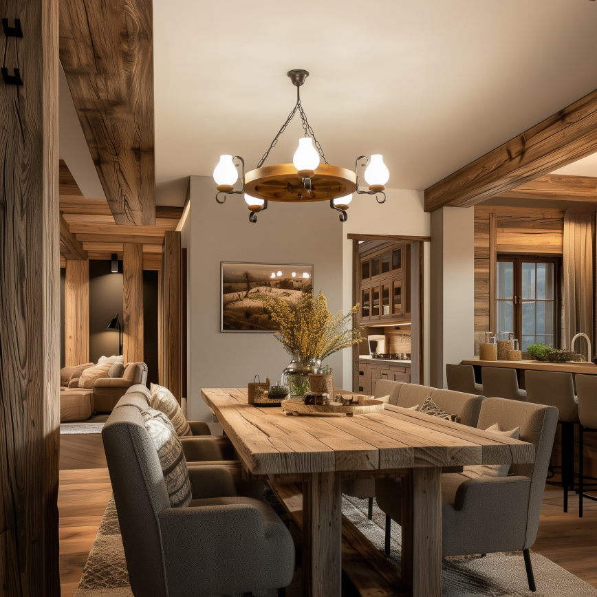 Brilagi - Kroonluchter met ketting ROATA 5xE14/40W/230V Ø 70 cm beuk