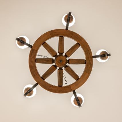 Brilagi - Kroonluchter met ketting ROATA 5xE14/40W/230V Ø 70 cm beuk