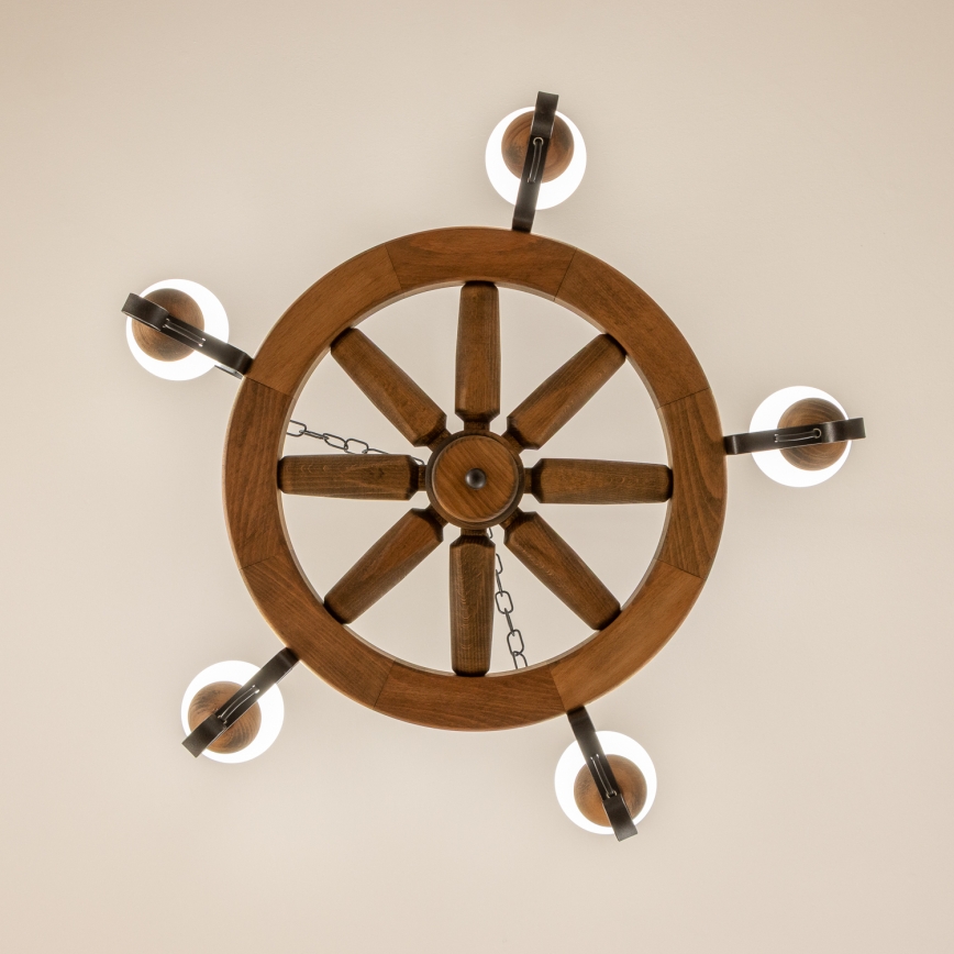 Brilagi - Kroonluchter met ketting ROATA 5xE14/40W/230V Ø 70 cm beuk