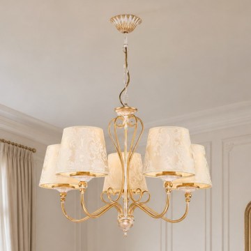 Brilagi - Kroonluchter met ketting SONIA 5xE27/15W/230V Ø64 cm crème/patina