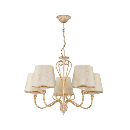 Brilagi - Kroonluchter met ketting SONIA 5xE27/15W/230V Ø64 cm crème/patina