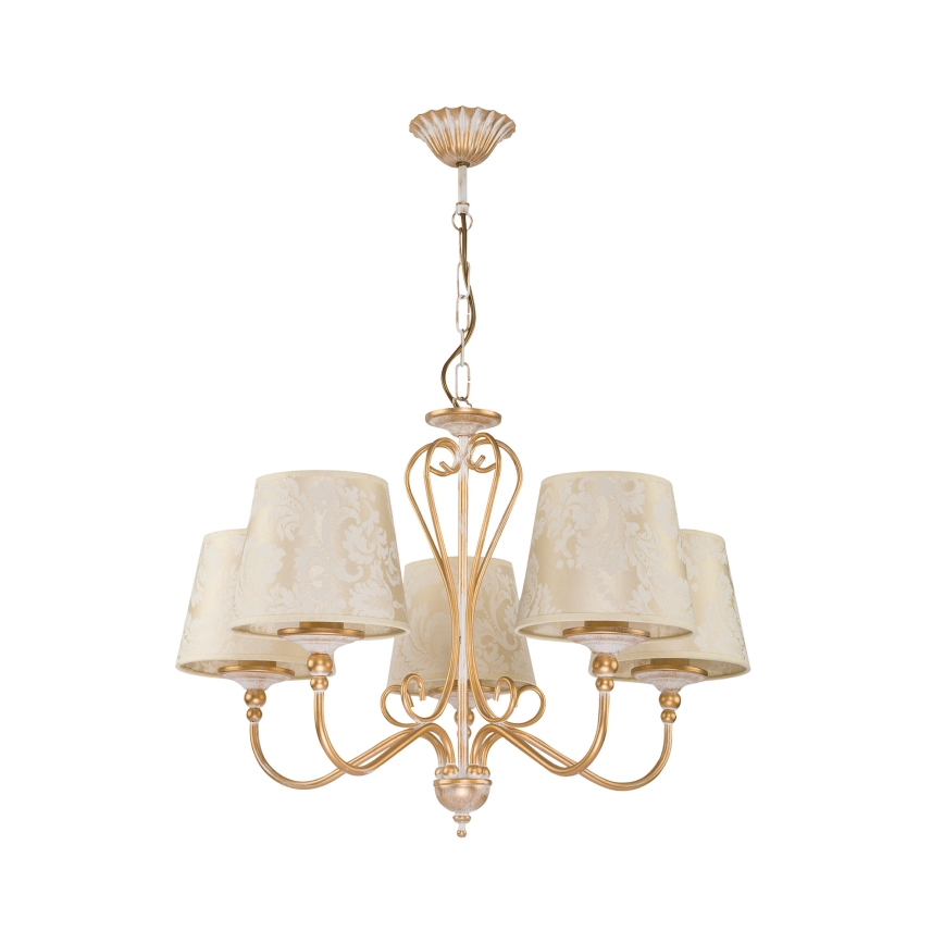 Brilagi - Kroonluchter met ketting SONIA 5xE27/15W/230V Ø64 cm crème/patina