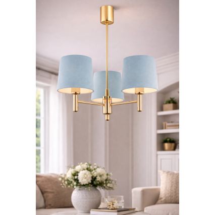 Brilagi - Kroonluchter met staaf MONTE 3xE27/60W/230V blauw/goud