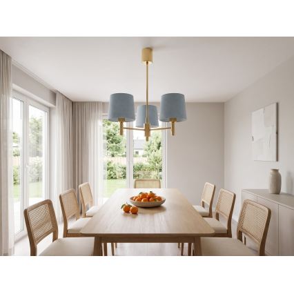 Brilagi - Kroonluchter met staaf MONTE 3xE27/60W/230V blauw/goud