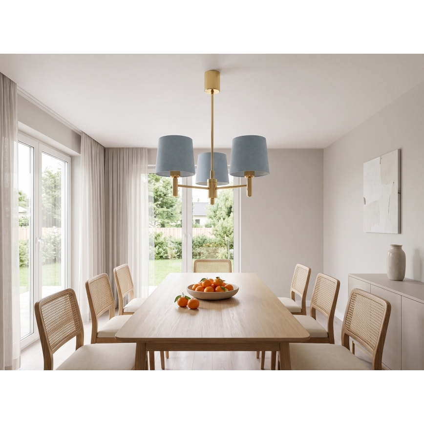 Brilagi - Kroonluchter met staaf MONTE 3xE27/60W/230V blauw/goud