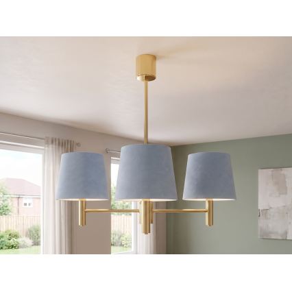 Brilagi - Kroonluchter met staaf MONTE 3xE27/60W/230V blauw/goud