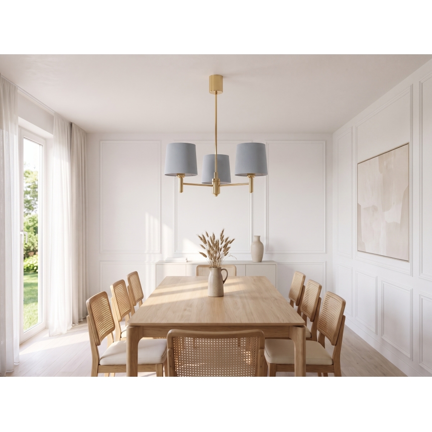 Brilagi - Kroonluchter met staaf MONTE 3xE27/60W/230V blauw/goud