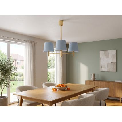 Brilagi - Kroonluchter met staaf MONTE 3xE27/60W/230V blauw/goud
