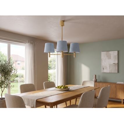 Brilagi - Kroonluchter met staaf MONTE 3xE27/60W/230V blauw/goud