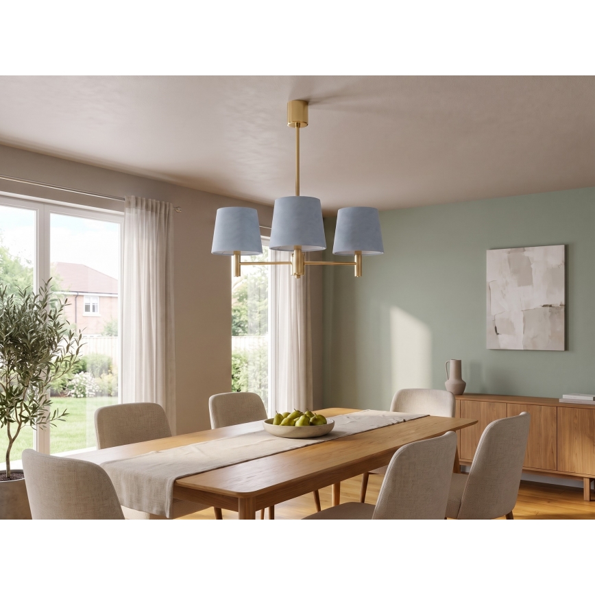 Brilagi - Kroonluchter met staaf MONTE 3xE27/60W/230V blauw/goud