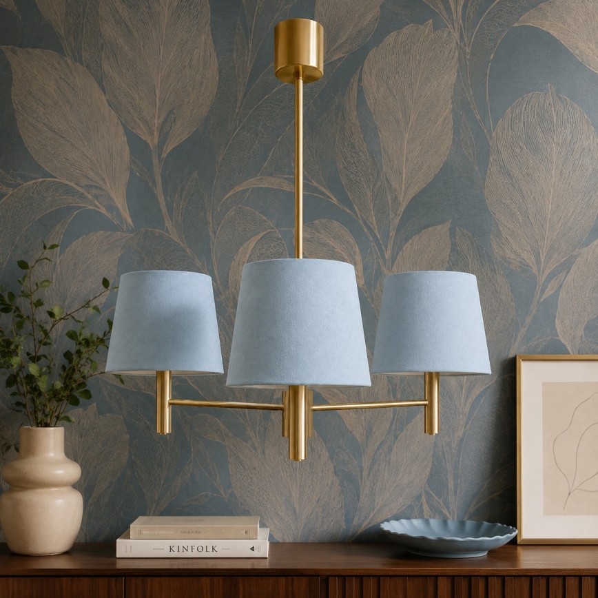 Brilagi - Kroonluchter met staaf MONTE 3xE27/60W/230V blauw/goud