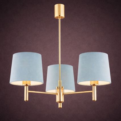 Brilagi - Kroonluchter met staaf MONTE 3xE27/60W/230V blauw/goud