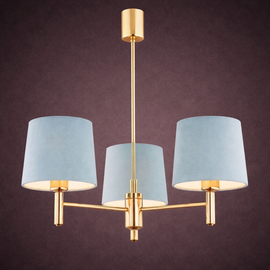 Brilagi - Kroonluchter met staaf MONTE 3xE27/60W/230V blauw/goud