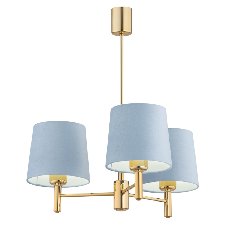 Brilagi - Kroonluchter met staaf MONTE 3xE27/60W/230V blauw/goud