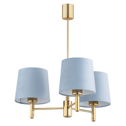 Brilagi - Kroonluchter met staaf MONTE 3xE27/60W/230V blauw/goud