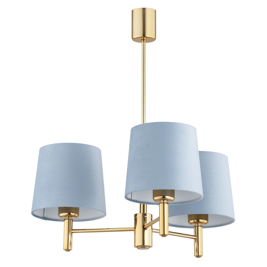 Brilagi - Kroonluchter met staaf MONTE 3xE27/60W/230V blauw/goud